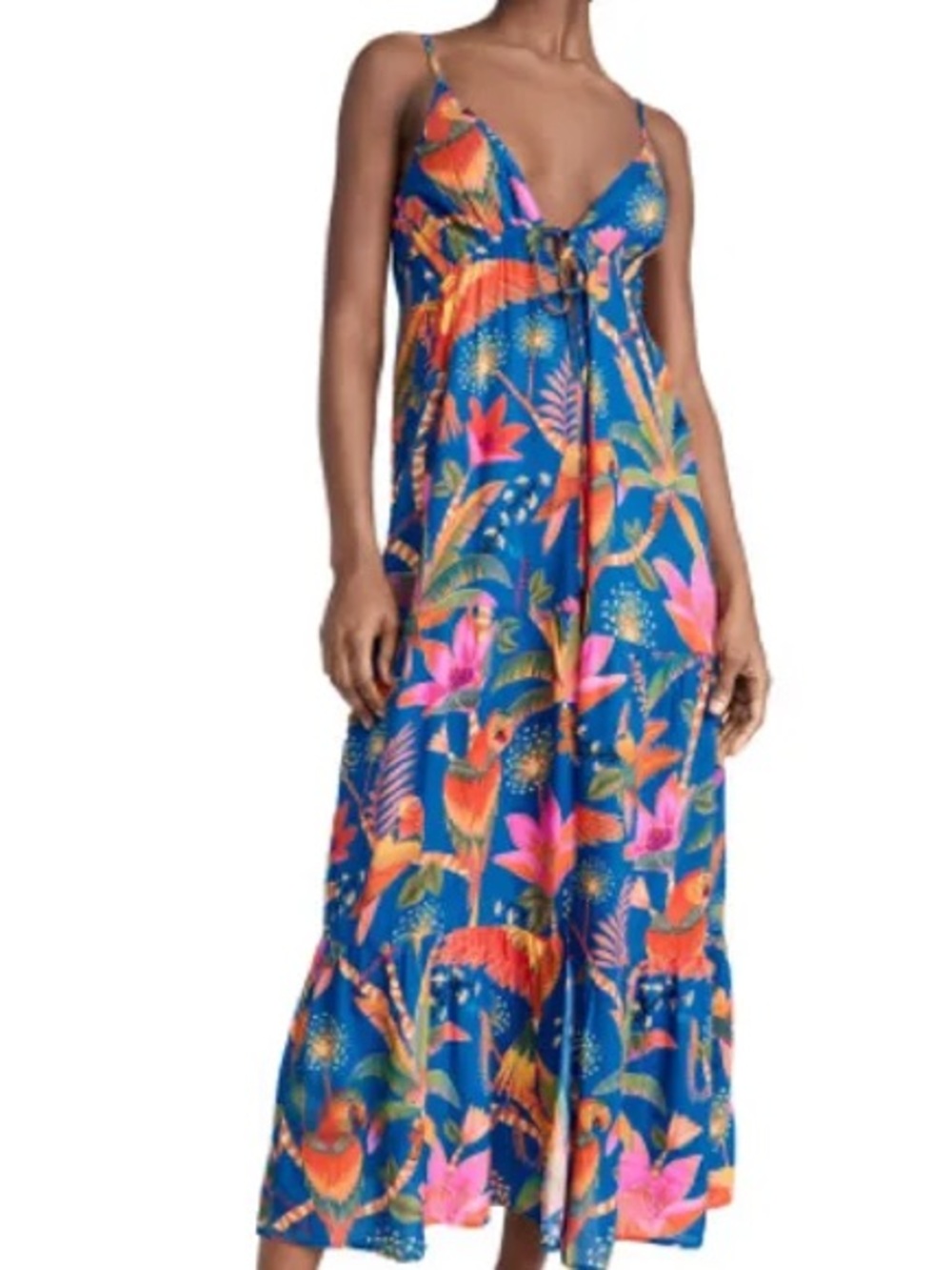 FARM Rio Blue Tropical Floral Maxi One-Piece